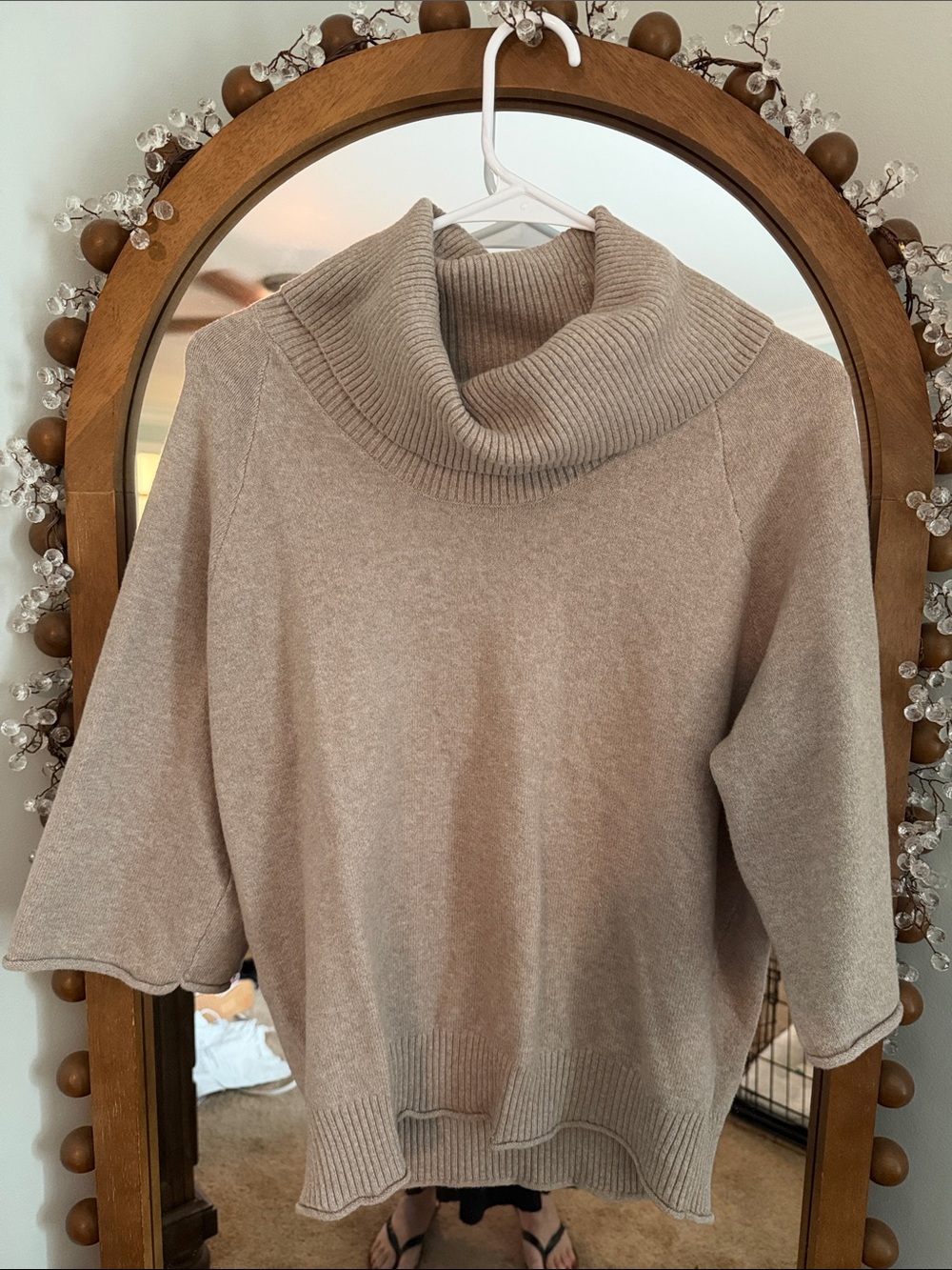 LOFT Taupe Cowl Neck Sweater